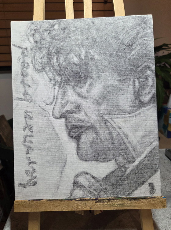 Image 1 of Image au crayon sur toile « Herman Brood »