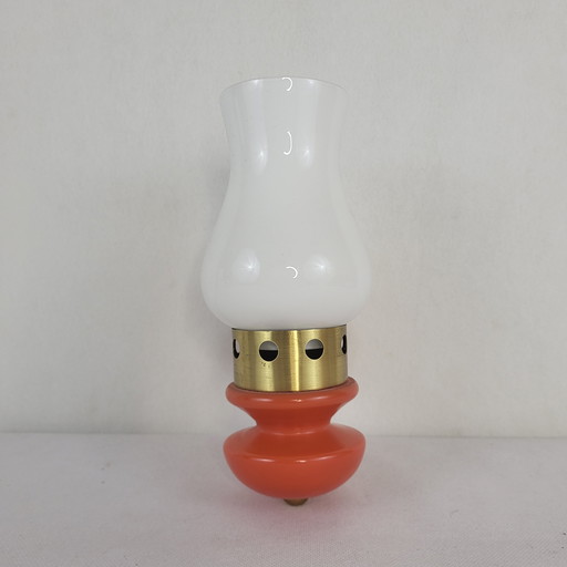 Vintage Orange Lacquered Metal Wall Light (*2)