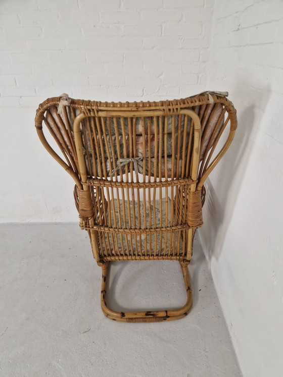 Tito Agnoli Italy, Rattan Chair from the 1960s, Armchairs, Textile, Brown (photo 2 of 7)