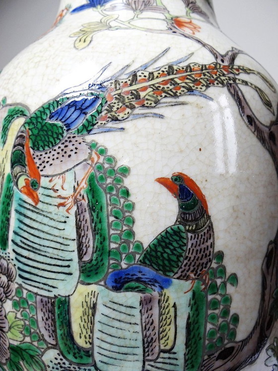 Image 1 of Large Chinese stoneware vase with crackled "Chenghua" glaze, apocryphal, early 20th century