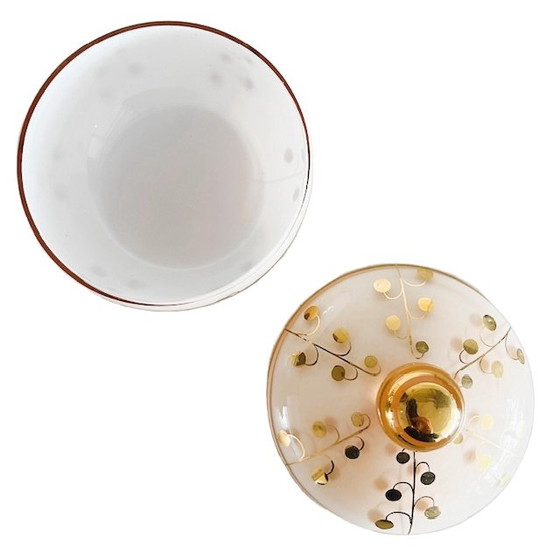 Image 1 of De Rupel Schmuckkästchen aus hellrosa Goldglas 1950er Jahre