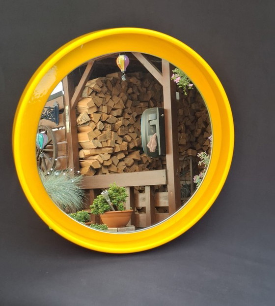 Image 1 of Miroir vintage unique de style spatial, en bois de Nebu Holland ! 40 cm