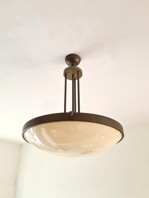 Messing / Brons Hanglamp - Jaren 40 - Ø60Cm - Duitsland  