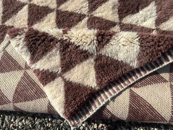 Tappeto berbero marocchino molto grande crema e bordeaux 450x300 cm con motivo triangolare. – Tappeti, Lana (photo 8 of 11)