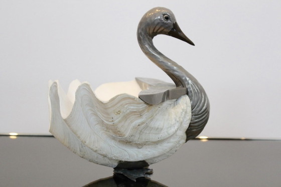 Cisne de concha gigante italiano de Gabriella Binazzi, Esculturas, Plateado (foto 3 de 9)
