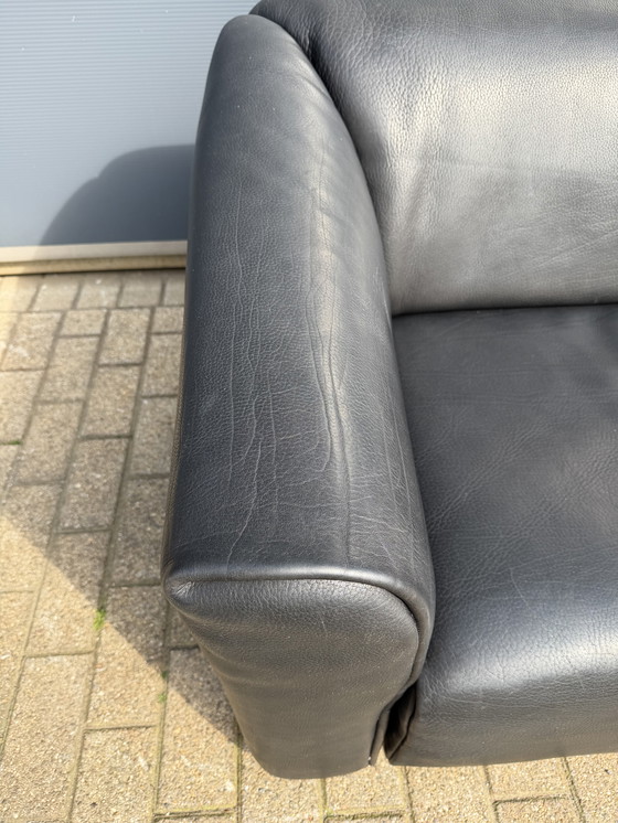 Image 1 of De Sede DS47 3-Sitzer in Büffelleder 5 mm NECK Schwarzes Leder, ausziehbarer Sitz