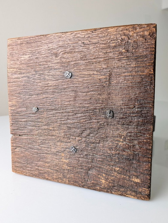 Image 1 of Taburete monástico de roble con pedestal y perforaciones de trébol, estilo neogótico francés, década de 1900.