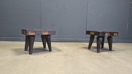 Image 1 of Vintage rustic wooden side tables or stools, 1960s
