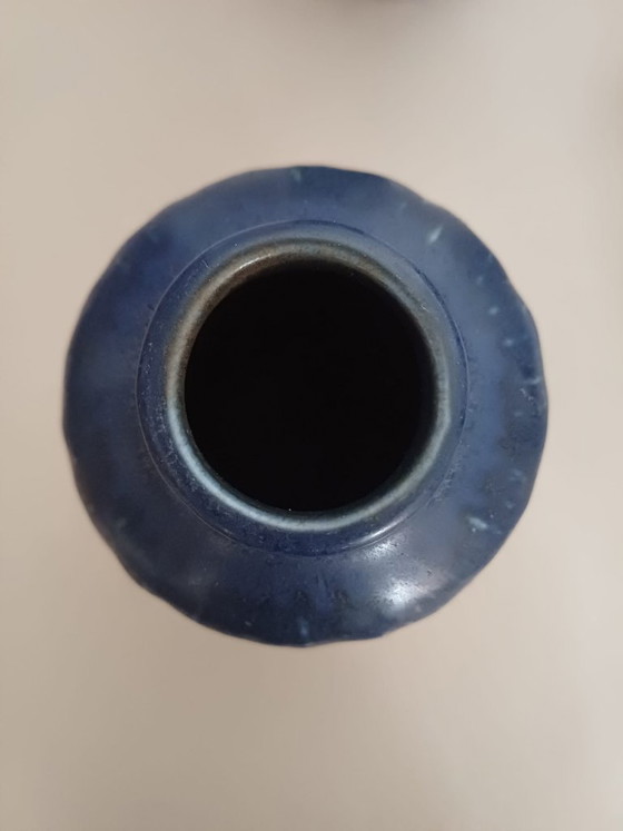 Gunnar Nylund "Rubus" Scandinavian Ceramic Vase, Number 5, Rörstrand Blue, Vintage 1960s (photo 10 of 11)