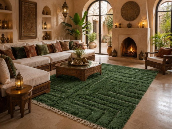 Tapis marocain berbère vert olive 250cmx150cm – Teppiche & Läufer, Cotton (photo 3 of 6)