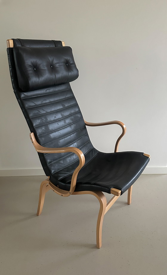 Image 1 of Poltrona lounge in pelle nera Pernilla di Bruno Mathsson per DUX