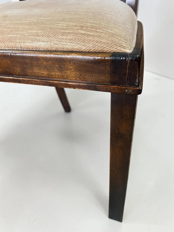 Mid Century Fauteuil Set, 2x Notenhouten Vintage Fauteuils Jaren 40 | Gestoffeerde Houten Stoelen B&F – Wood (photo 10 of 14)