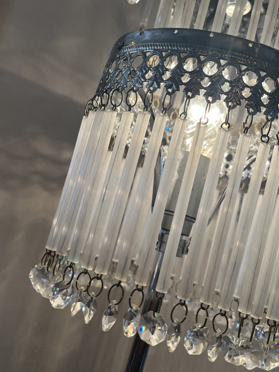 Image 1 of Set Of 2 Vintage Crystal Table Lamps Opaline Glass