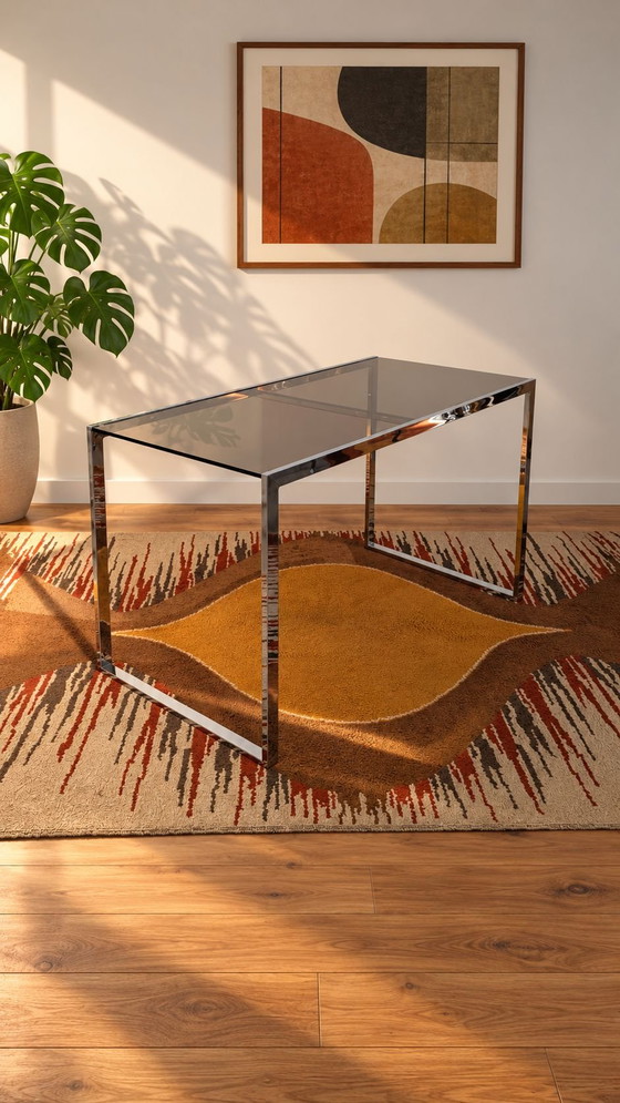 Vintage Space Age Tafel en Stoelen – gastone Rinaldi, Eetkamerset, Glas, Metaal (photo 3 of 10)