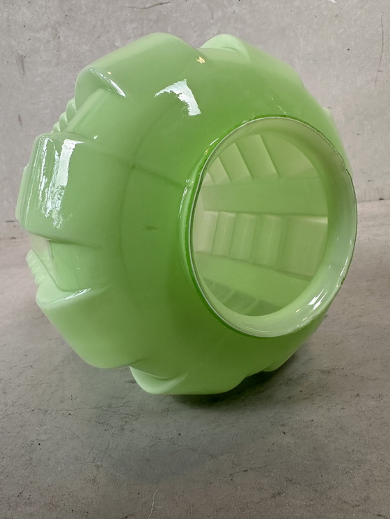 Image 1 of Art deco pendant lamp 'skyscraper' - opaline green