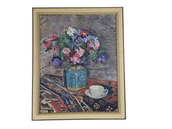 Image 1 of Hermine B. Nijhoff – Blumenstillleben – Öl auf Leinwand – 1949