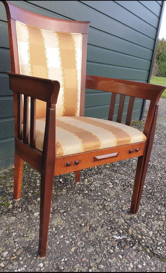 Image 1 of 4 kersenhouten jugendstil eetkamer armtoelen 