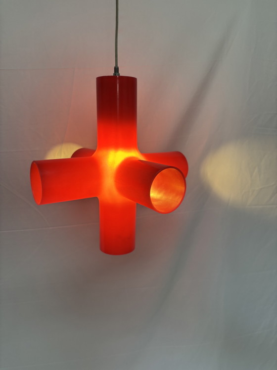 Image 1 of Vintage red Crosslight pendant lamp, design 1990