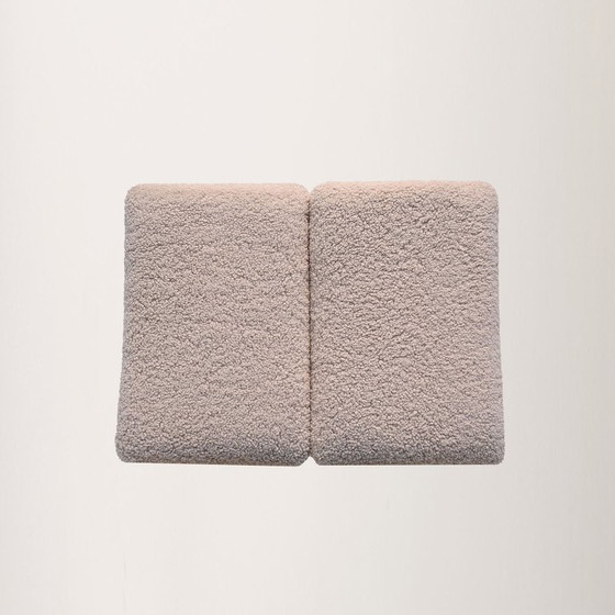 Image 1 of Scandinavian teak stools with sheepskin seat, 1960s