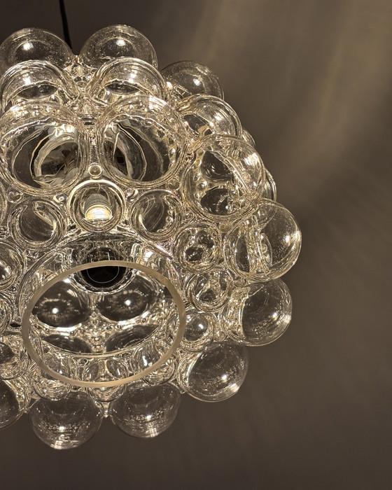 Image 1 of Années 1960, Helena Tynell pour Limburg, Lampe vintage du milieu du siècle, Verre à bulles, Suspension, Allemagne, Minimalisme, 