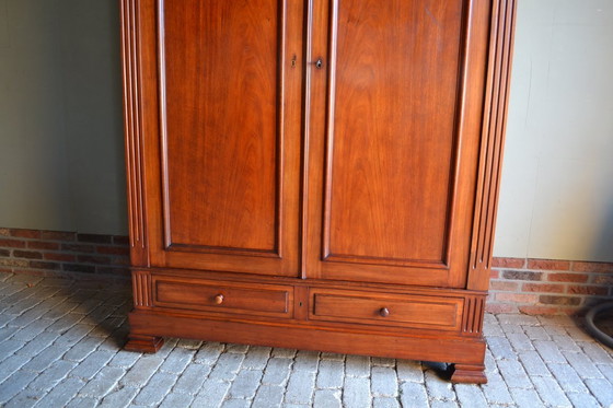 Image 1 of Large antique mahogany wood Louis Philippe cabinet.