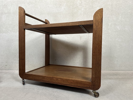 Image 1 of Carrello di servizio Art Déco in rovere e ceramica