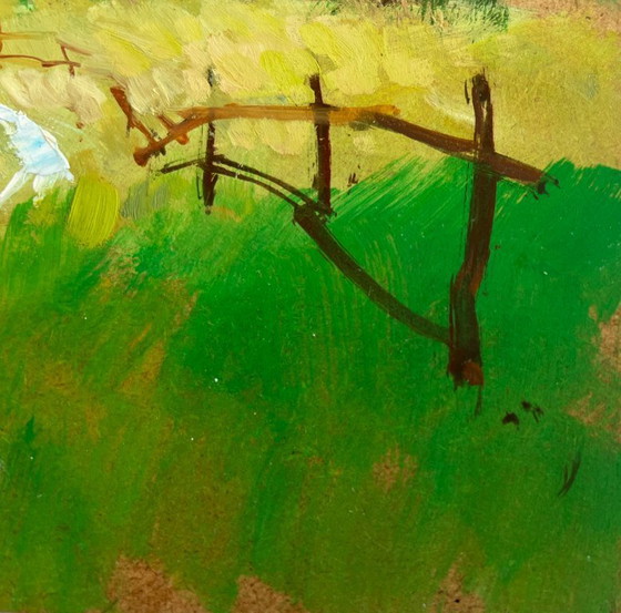 Image 1 of Original Oil Painting Summer Road Landscape Golden summer fields
