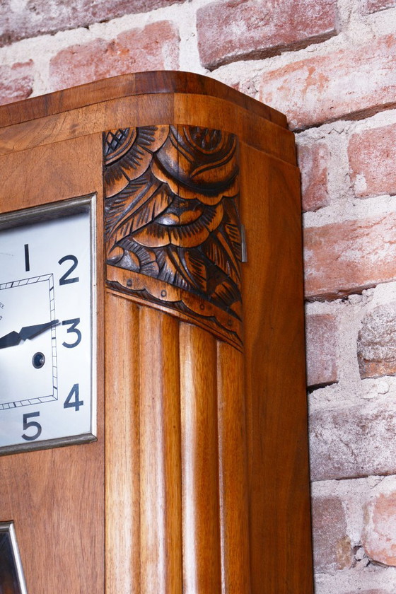 Originele art deco wandklok van ANGELUS, walnoothout, gerestaureerde Poolse afwerking, Frankrijk, jaren (photo 22 of 22)