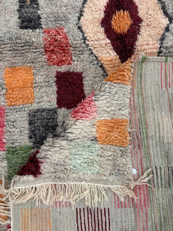 Image 1 of Handgemaakte Marokkaanse Boujad Wol Vloerkleed 190x300 cm - Kleurrijk Abstract Ontwerp