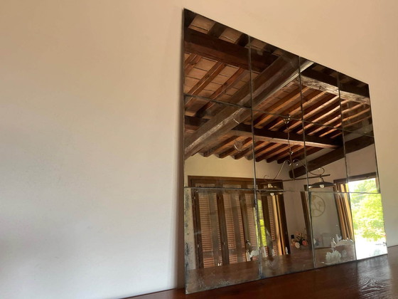 Image 1 of Set: 10 Handverzilverde en Antiqued Spiegeltegels