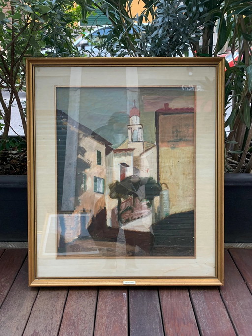 Peinture à l'huile sur toile de Giusy Bongiorno années 1960