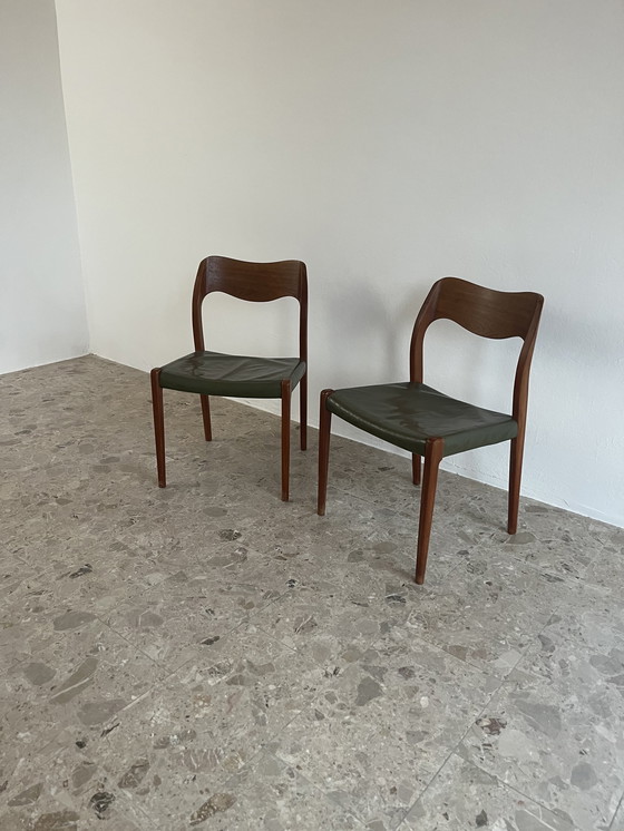 Image 1 of Sedie da pranzo danesi Mid-Century - Coppia Niels Otto Møller, modello 71, per J.L. Møllers Møbelfabrik