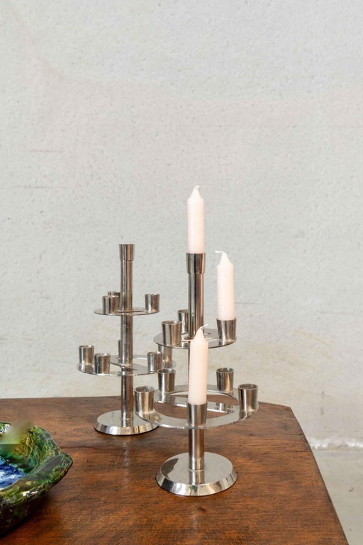Vintage candlestick - chrome (2pcs available)