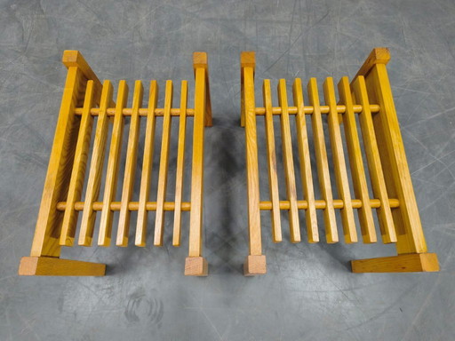 Set di tre supporti per piante in legno, stile metà secolo, Cecoslovacchia anni '70