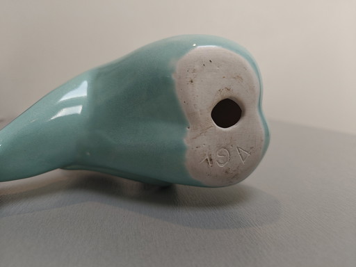 Art Deco figurine kneeling woman turquoise