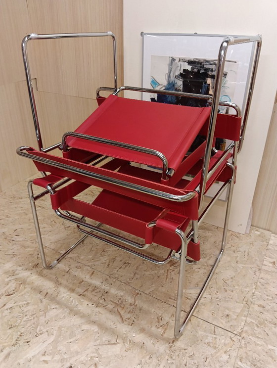 Image 1 of KNOLL Studio Set van 2 WASSILY B3 fauteuils (NIEUW) in rood leer