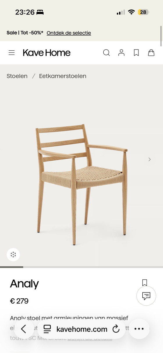 Sillón Analy de Kave Home – Roble macizo, acabado natural, asiento de cuerda | Como nuevo – Sillones, Other (photo 7 of 7)
