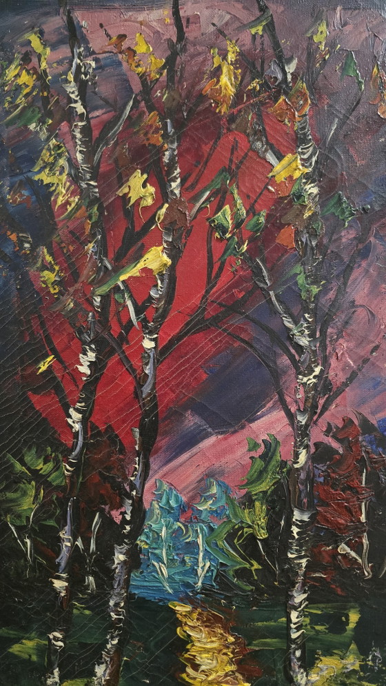 Original Impressionist Impasto Oil Painting by R.G. van Wezel (Verified History) 30x70cm (photo 10 of 14)