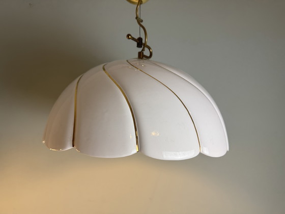 Image 1 of Vintage XL Keramische Hanglamp jaren 70 stijl van Tommaso Barbi Made in Italy 