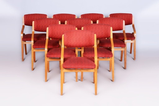 Ensemble de dix chaises originales de style Mid-Century, par Ludvik Volak, en érable, République tchèque, années 1960