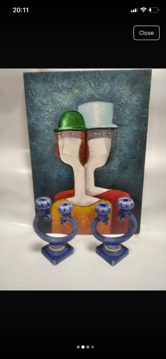 Image 1 of Set of 2 Hand-Painted Figurative Canvases – Contemporary Art