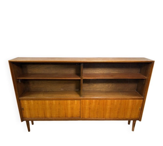 Image 1 of Vintage teak bookcase in mid-century retro style by Herbert E. Gibbs, 1960  Sleek • Stylish • Practical British design