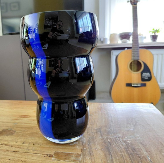 Vintage Christinenhütte Bubble Vase - Black/Blue 1980s – Glass (photo 11 of 11)