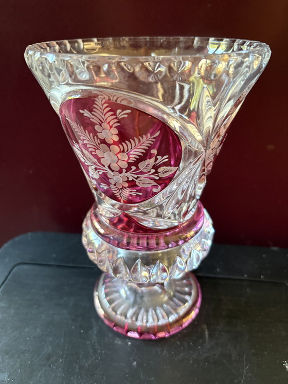 Elegant vintage crystal vase, 21 centimeters (photo 4 of 6)