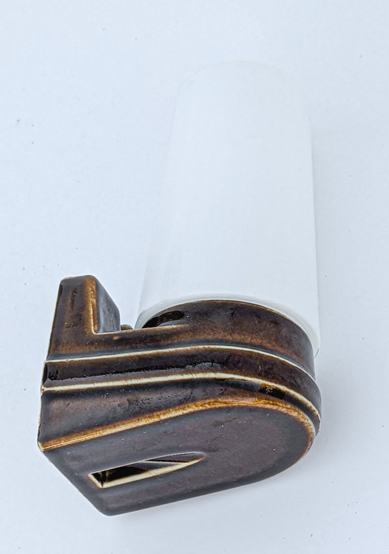 Image 1 of  Modell 6080 Wandleuchte aus braunem Porzellan von Sigvard Bernadotte für Ifö – 1960er Jahre