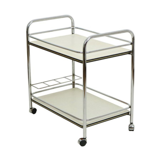 Image 1 of Vintage Drink Trolley Serving Cart Chrome Sixties