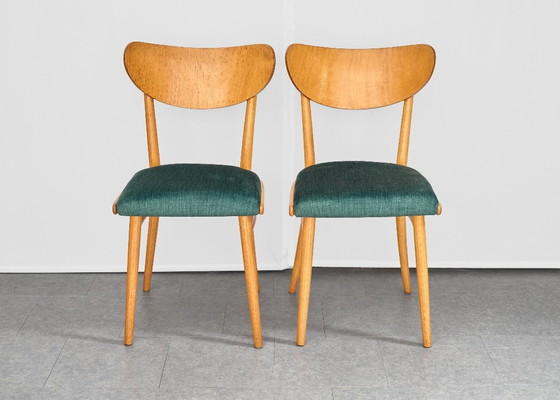 Set of 4 Dining Chairs, Jitona, 1960s, Czechoslovakia, Textile, Wood, Beige (photo 3 of 15)
