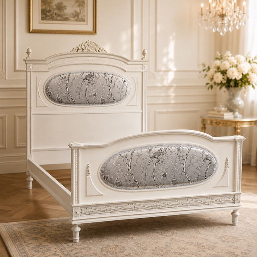 Antiek beukenhouten bed in art nouveau-stijl – eenpersoonsbedden, Wood