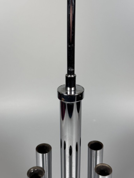 Image 1 of Kroonluchter uit de jaren 60/70 van Gaetano Sciolari voor Sciolari Chrome Design.