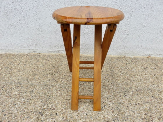 Taburete plegable al estilo de Roger Tallon o Adrian Reed, años 70-80. – Wood (photo 7 of 11)
